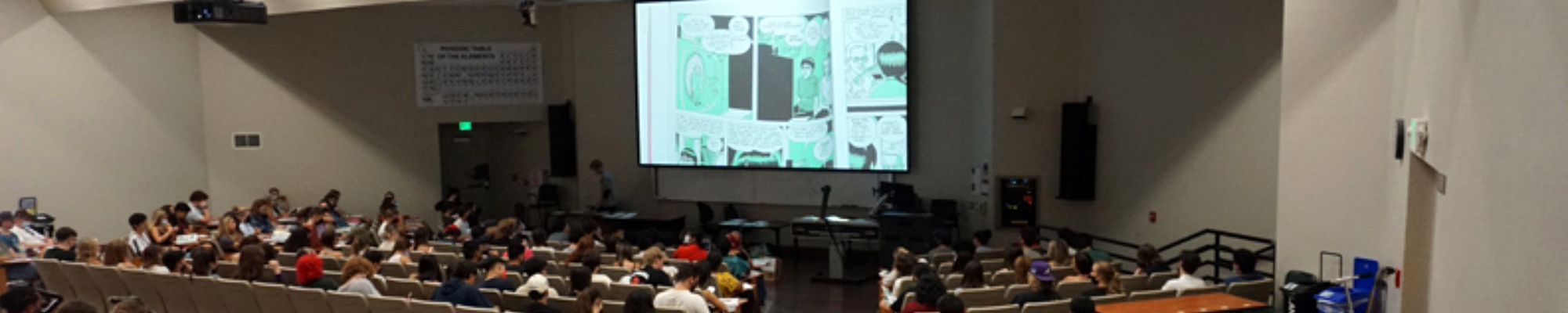 Comics class - view from back of the large lecture hall