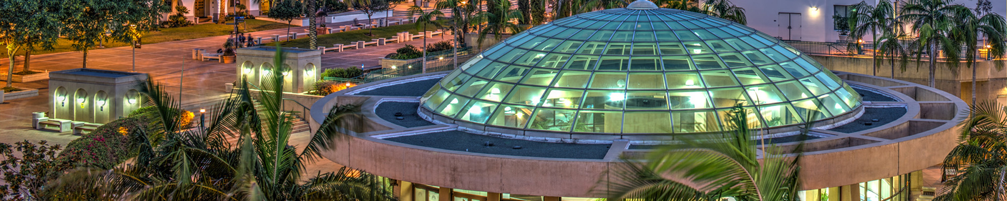 SDSI library dome at night