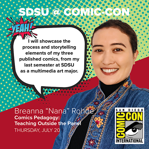 Breanna Rohde: I will showcase the process and storytelling elements of my three published comics, from my last semester at SDSU as a multimedia art major.