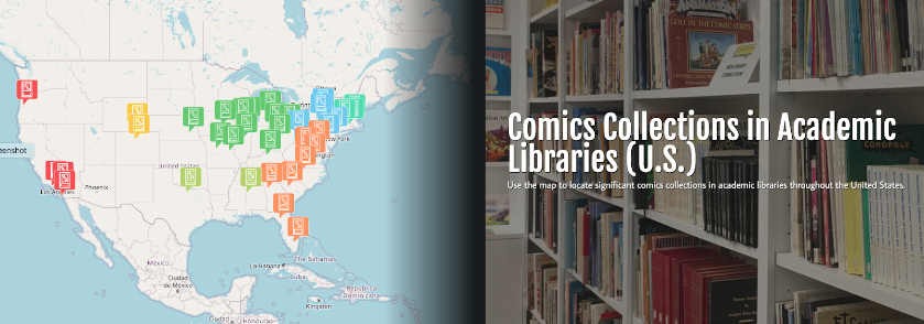 Comics Collections in Academic Libraries (US.) - map showing locations