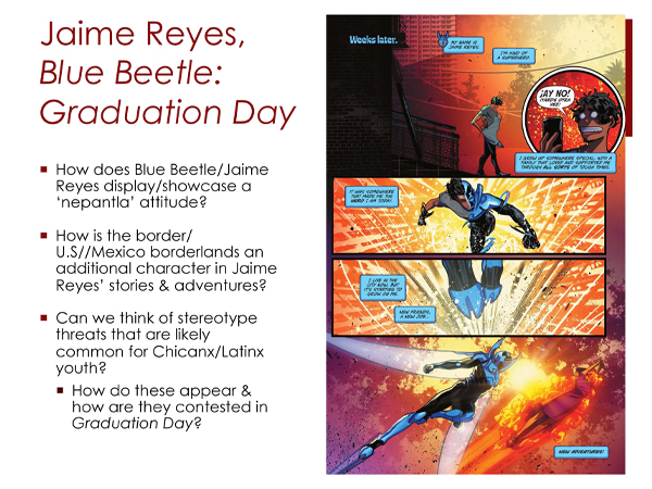 Slide - Jamie Reyes, Blue Bettle, Graduation Day